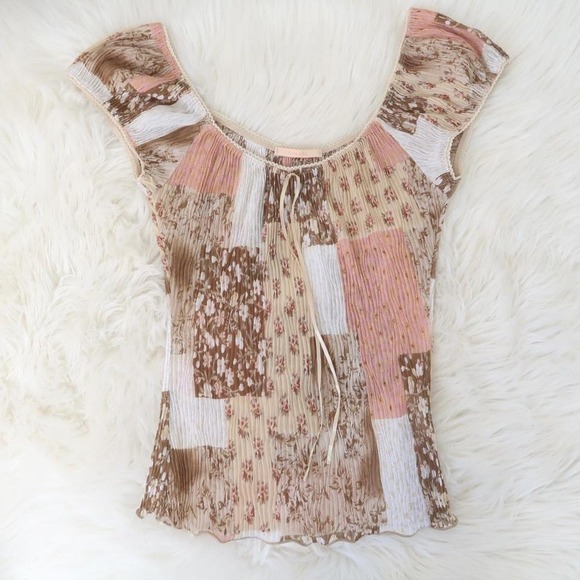 Tops - Y2K Patchwork vintage forever 21 Floral Peasant Top — Coquette / Fairycore